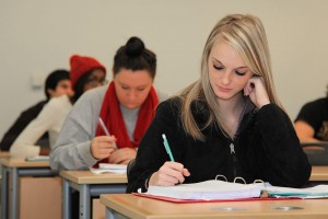 students taking a test