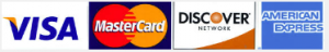 visa, mastercard, discover, and american express credit cards