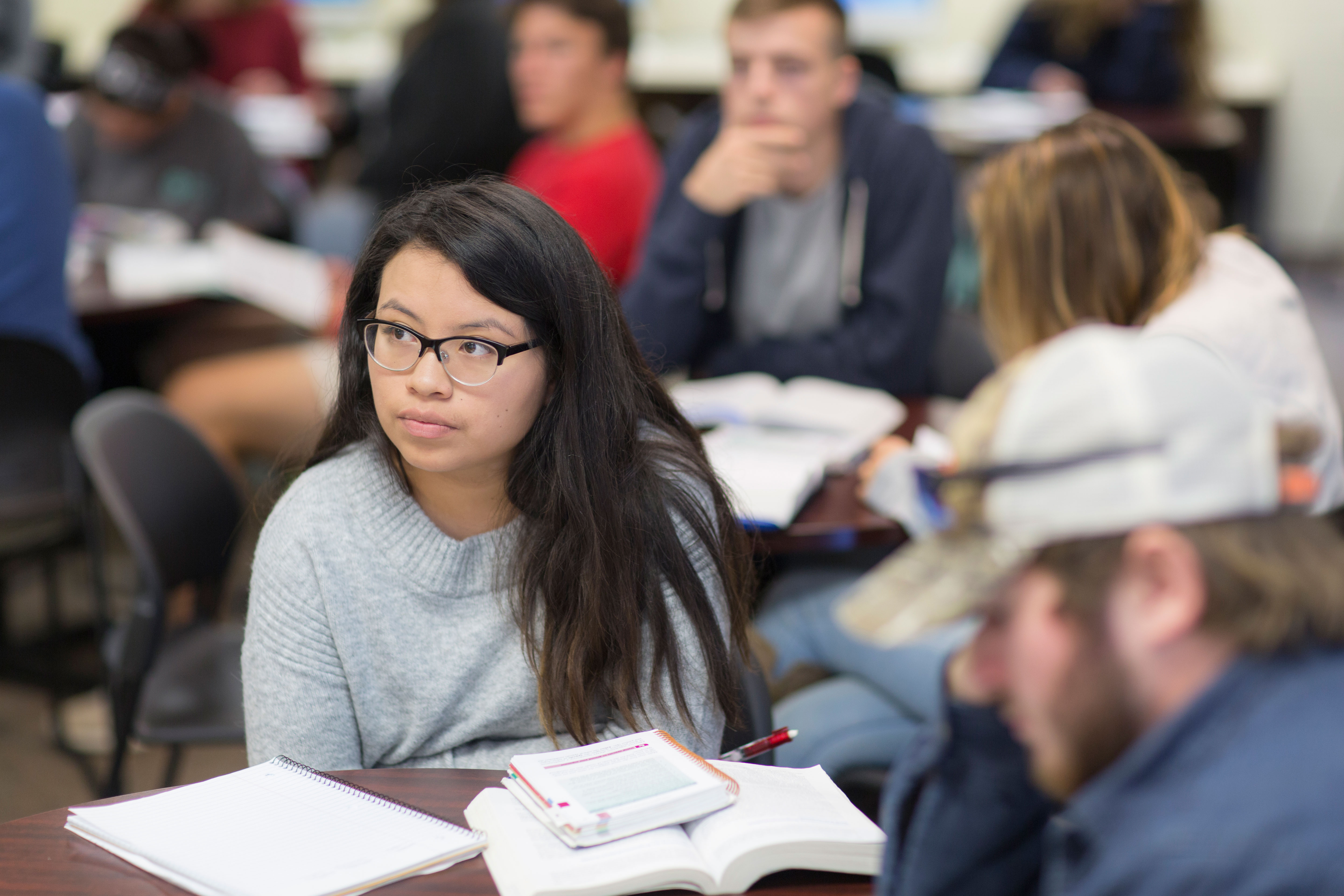 student in classroom