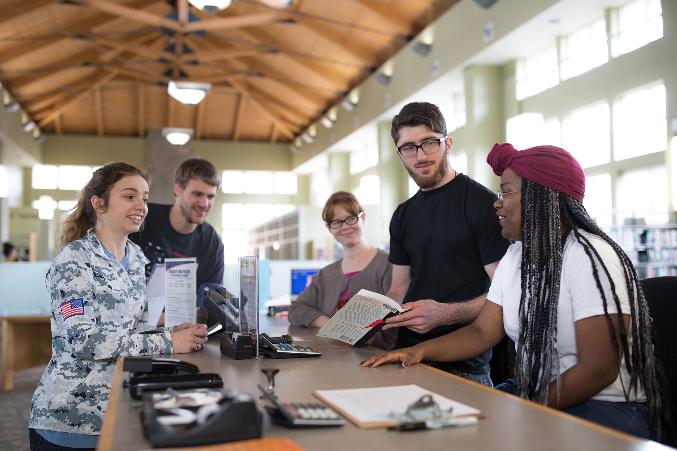 students in c'ville library