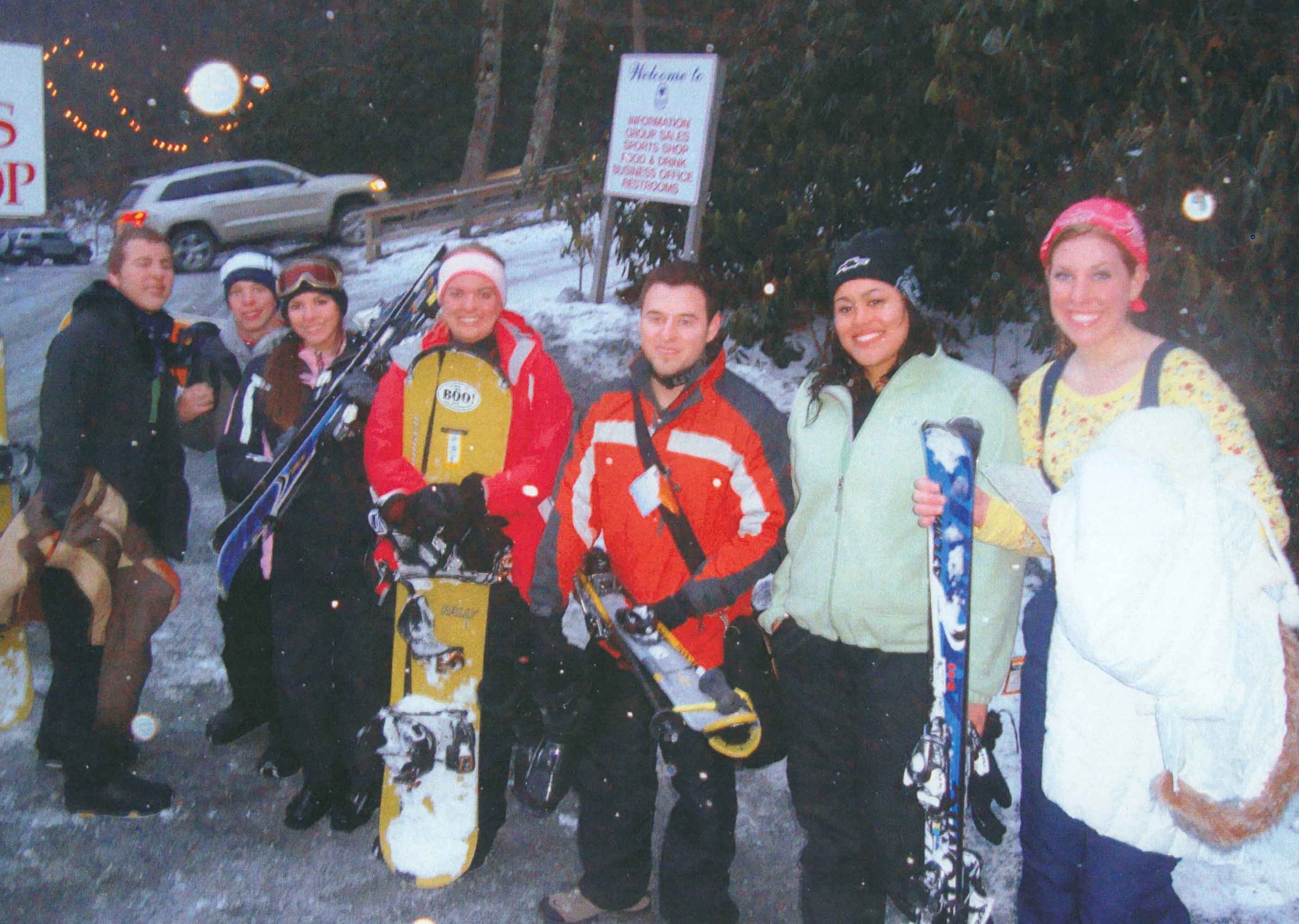 students skiing