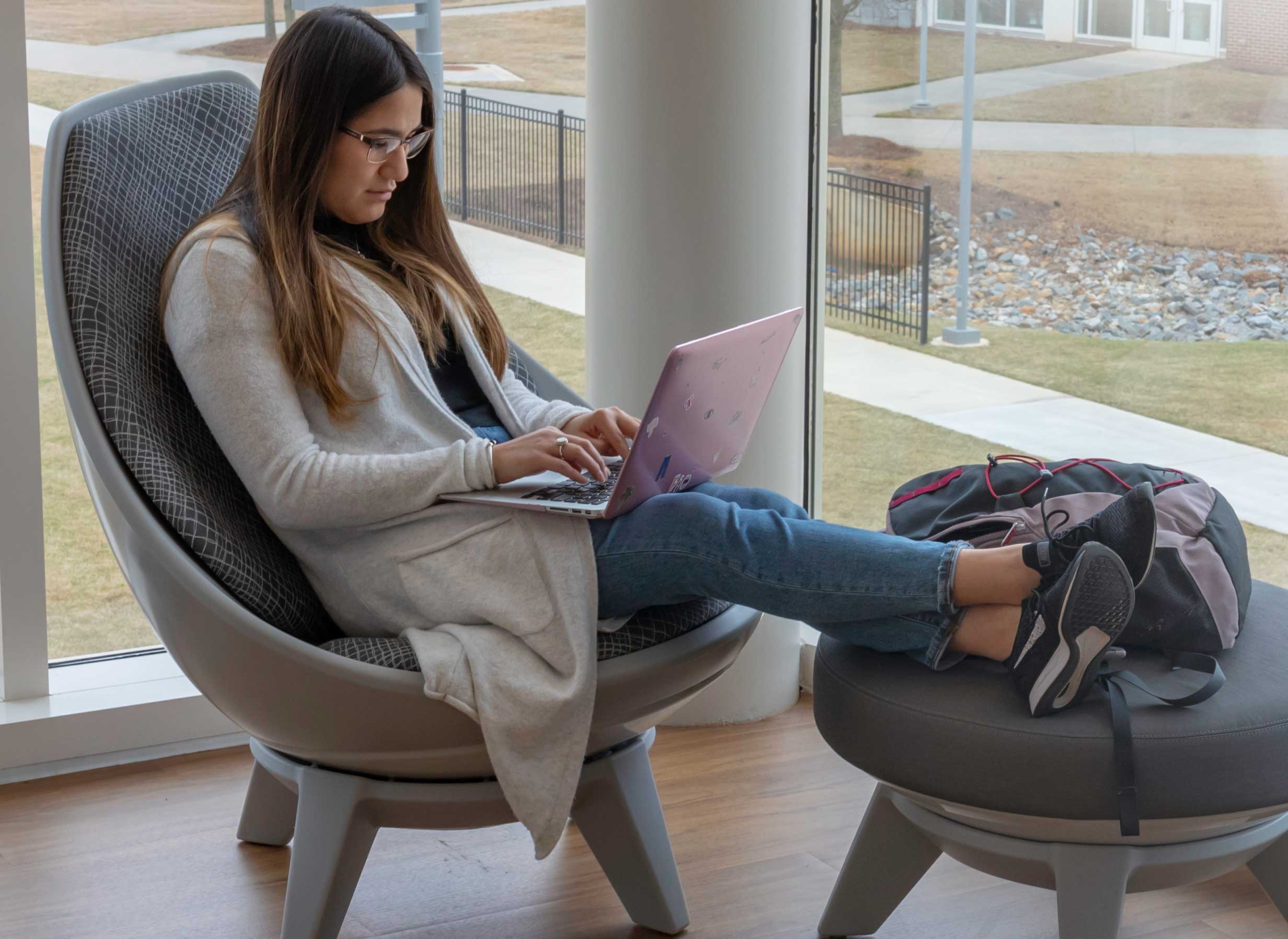 student on laptop working