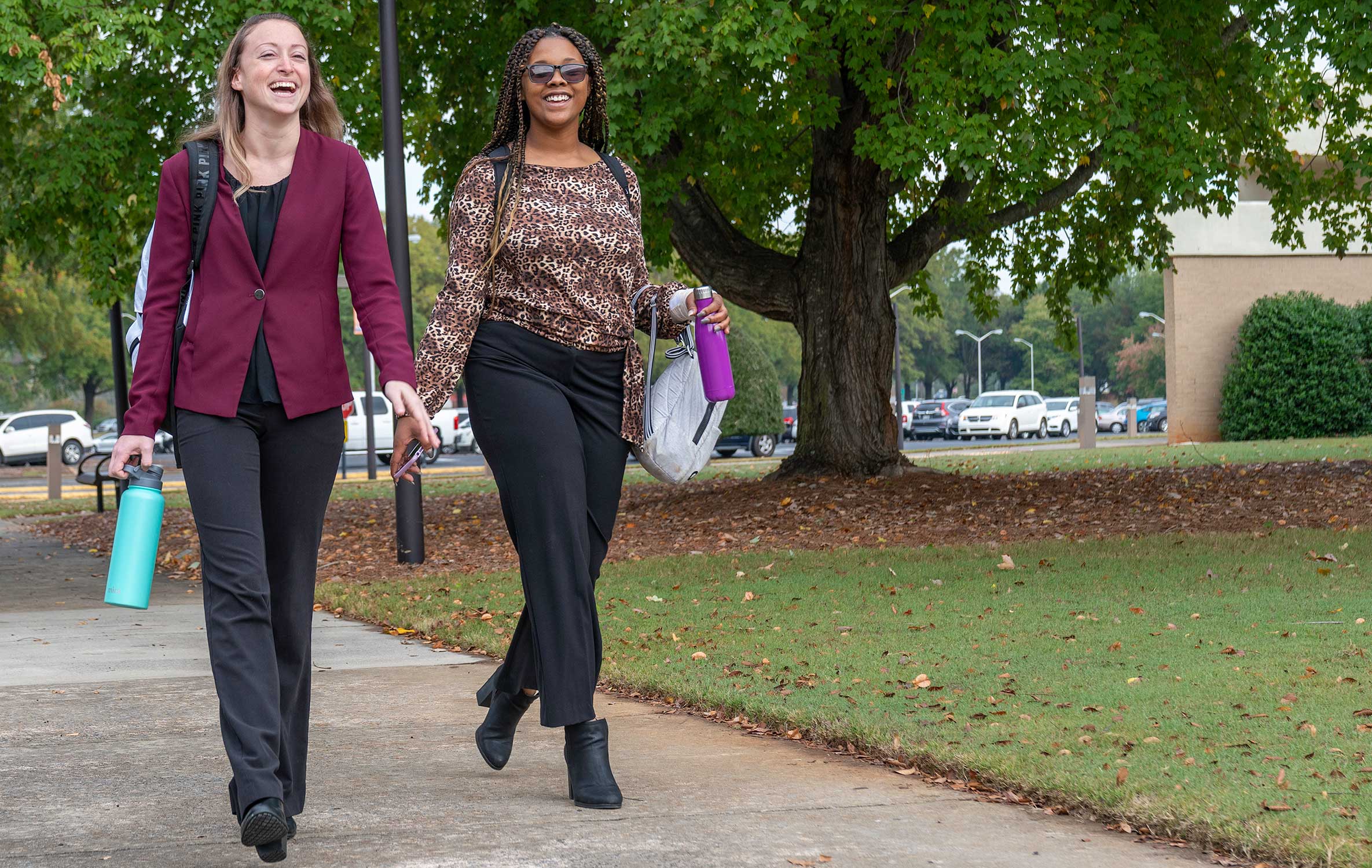 students walking on campus