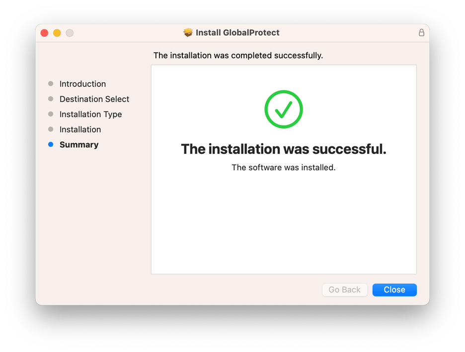 Summary screen of Installer